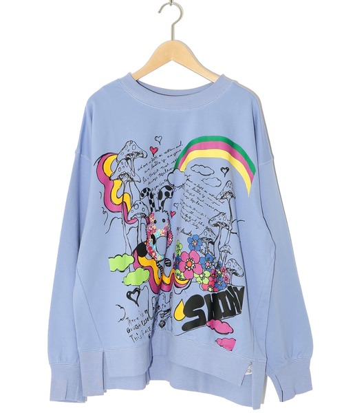 ScoLar(スカラー)の「143709:25周年記念 懐かしのキノコメルヘン柄プルオーバー(Tシャツ/カットソー・レディース・オフホワイト/ブラック/パープル・M)」の15枚目の写真