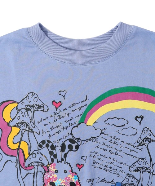 ScoLar(スカラー)の「143709:25周年記念 懐かしのキノコメルヘン柄プルオーバー(Tシャツ/カットソー・レディース・オフホワイト/ブラック/パープル・M)」の18枚目の写真