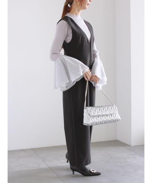 Te chichi（テチチ）の「Vネックオールインワン（サロペット/オーバーオール・レディース・ブラック/モカ・F）」の9枚目の写真