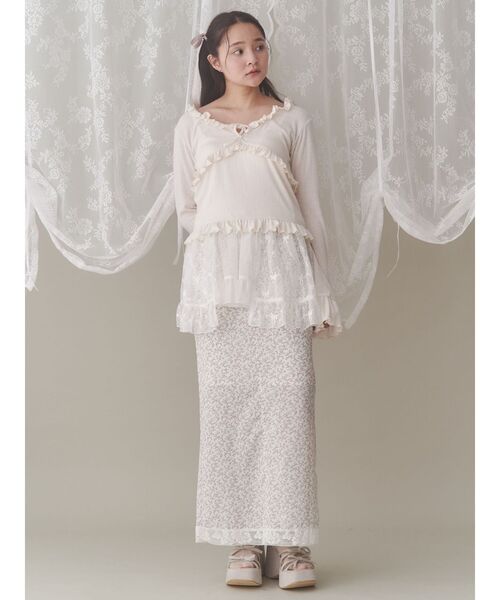 スカート merry jenny sheer lacy frill apron sheer lacy frill apron（スカート）｜merry jenny（メリー