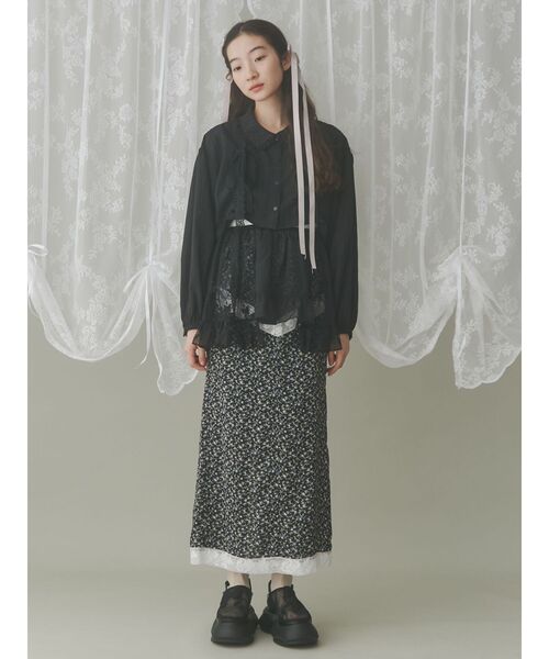 スカート merry jenny sheer lacy frill apron sheer lacy frill apron（スカート）｜merry jenny（メリー