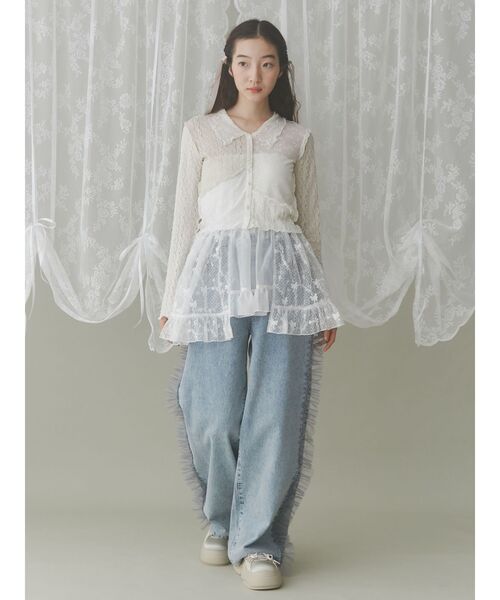 スカート merry jenny sheer lacy frill apron sheer lacy frill apron（スカート）｜merry jenny（メリー