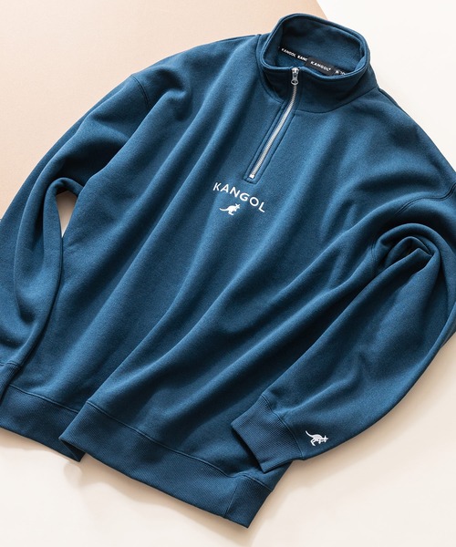 【KANGOL/カンゴール】ビッグシルエット ワンポイントロゴ刺繍 裏起毛 ハーフジップスウェット トレーナー フロントジップ（スウェット）｜KANGOL（カンゴール）