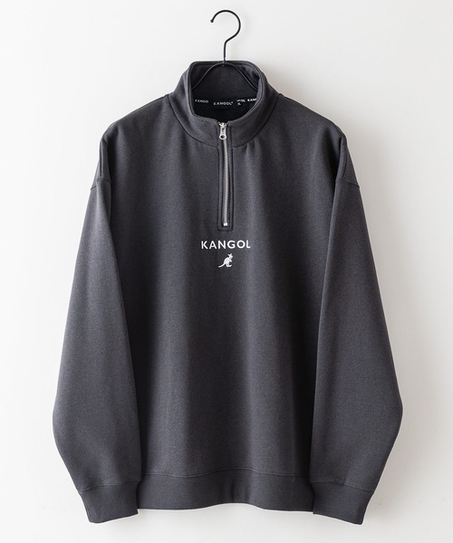 【KANGOL/カンゴール】ビッグシルエット ワンポイントロゴ刺繍 裏起毛 ハーフジップスウェット トレーナー フロントジップ（スウェット）｜KANGOL（カンゴール）
