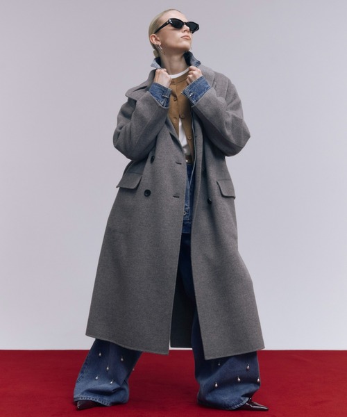 JOSE MOON(ジョゼムーン)の「WOOL CHESTER COAT/ウールチェスターコート(チェスターコート・レディース・ブラック/グレー・36/38)」の14枚目の写真