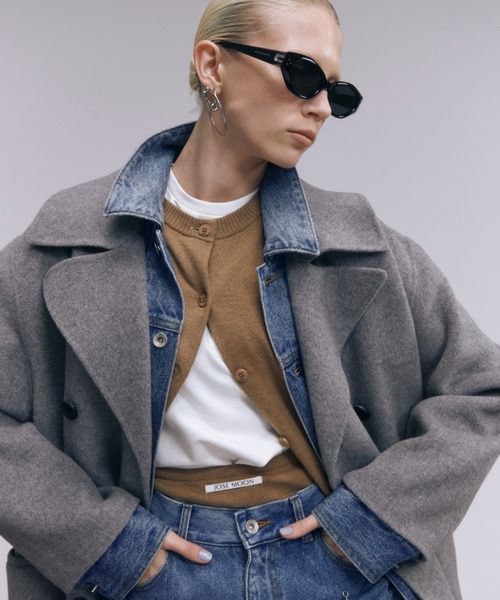 JOSE MOON(ジョゼムーン)の「WOOL CHESTER COAT/ウールチェスターコート(チェスターコート・レディース・ブラック/グレー・36/38)」の12枚目の写真