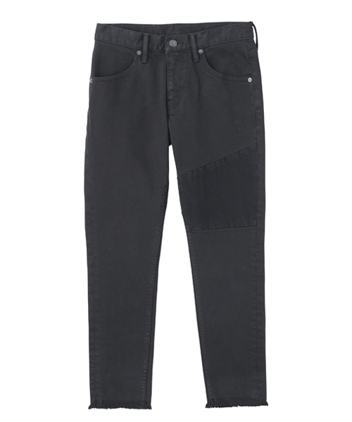 X-girl(エックスガール)の「DENIM PATCH PANTS(デニムパンツ・レディース・ブラック/インディゴブルー・2/0/1)」の2枚目の写真