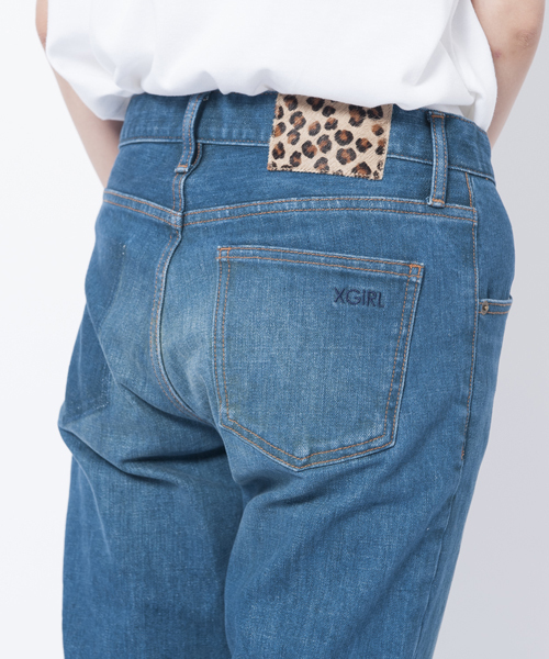 X-girl(エックスガール)の「DENIM PATCH PANTS(デニムパンツ・レディース・ブラック/インディゴブルー・2/0/1)」の6枚目の写真