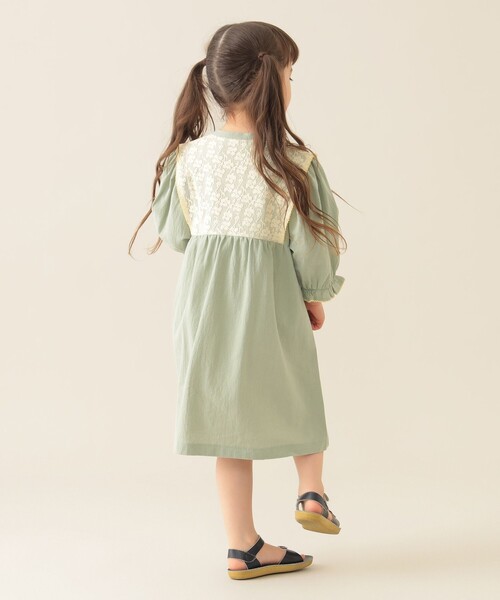 BEAMS mini（ビームスミニ）の「レース レイヤード ワンピース 2025SS（90～150cm）（ワンピース・キッズ・ピンク/ホワイト系その他5/ミント・110/100/90/120/150/140/130）」の7枚目の写真