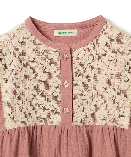 BEAMS mini（ビームスミニ）の「レース レイヤード ワンピース 2025SS（90～150cm）（ワンピース・キッズ・ピンク/ホワイト系その他5/ミント・110/100/90/120/150/140/130）」の9枚目の写真