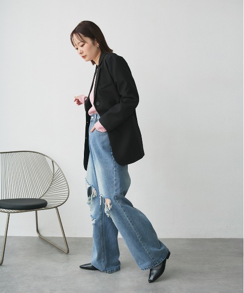 ad thie(アドティエ)の「ヴィンテージライク ダメージデニム(デニムパンツ・レディース・ブルー・SMALL/MEDIUM)」の10枚目の写真