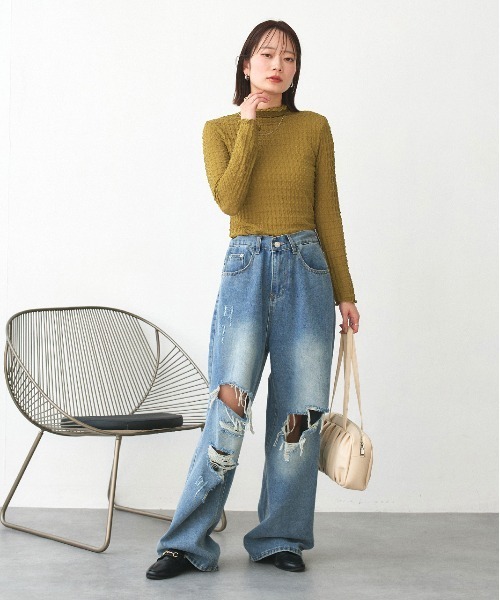 ad thie(アドティエ)の「ヴィンテージライク ダメージデニム(デニムパンツ・レディース・ブルー・SMALL/MEDIUM)」の16枚目の写真