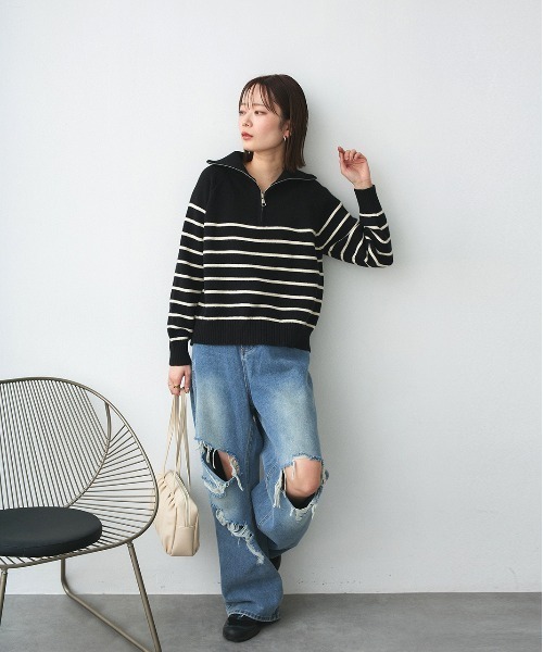 ad thie(アドティエ)の「ヴィンテージライク ダメージデニム(デニムパンツ・レディース・ブルー・SMALL/MEDIUM)」の17枚目の写真