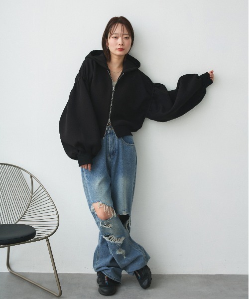 ad thie(アドティエ)の「ヴィンテージライク ダメージデニム(デニムパンツ・レディース・ブルー・SMALL/MEDIUM)」の20枚目の写真