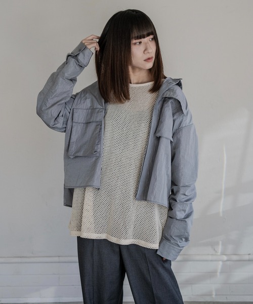 Utusiyo(ウツシヨ)の「nylon shirt 衣嚢(シャツ/ブラウス・メンズ・ブラック/グレイッシュブルー・FREE)」の2枚目の写真