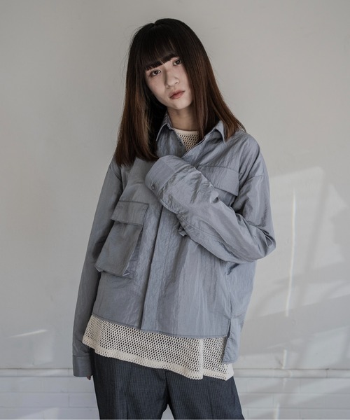 Utusiyo(ウツシヨ)の「nylon shirt 衣嚢(シャツ/ブラウス・メンズ・ブラック/グレイッシュブルー・FREE)」の4枚目の写真