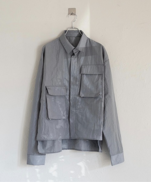 Utusiyo(ウツシヨ)の「nylon shirt 衣嚢(シャツ/ブラウス・メンズ・ブラック/グレイッシュブルー・FREE)」の18枚目の写真