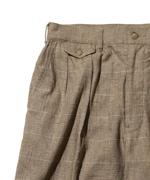 BEAMS PLUS（ビームスプラス）の「グレンチェック リネン 2P トラウザーズ（スラックス・メンズ・ブラウン・LARGE/MEDIUM/SMALL）」の2枚目の写真