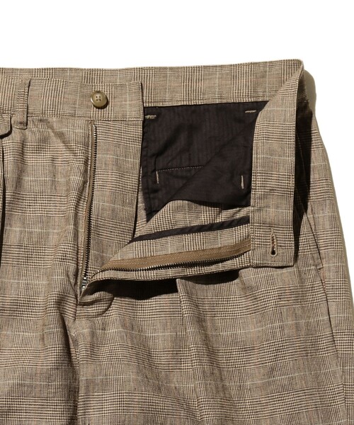 BEAMS PLUS（ビームスプラス）の「グレンチェック リネン 2P トラウザーズ（スラックス・メンズ・ブラウン・LARGE/MEDIUM/SMALL）」の4枚目の写真