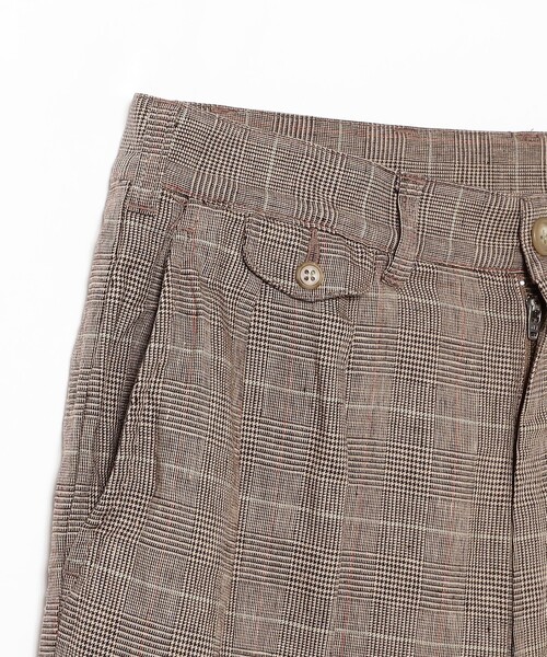 BEAMS PLUS（ビームスプラス）の「グレンチェック リネン 2P トラウザーズ（スラックス・メンズ・ブラウン・LARGE/MEDIUM/SMALL）」の9枚目の写真