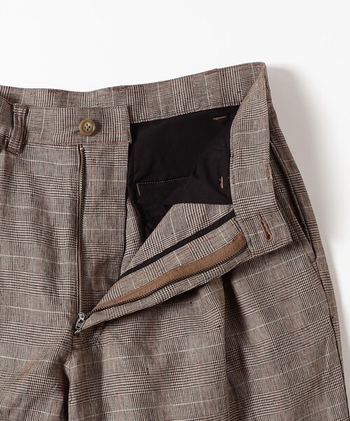 BEAMS PLUS（ビームスプラス）の「グレンチェック リネン 2P トラウザーズ（スラックス・メンズ・ブラウン・LARGE/MEDIUM/SMALL）」の10枚目の写真