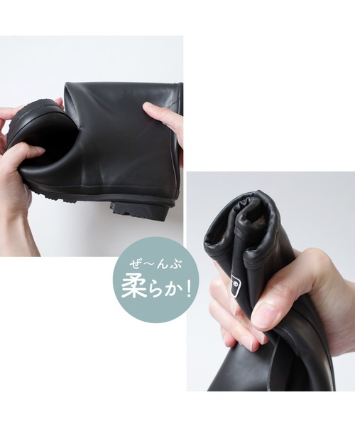 AmiAmi(アミアミ)の「ロング レインブーツ/防水 長靴 レインシューズ(レインシューズ・レディース・ブラック・40/38/39/36/37)」の11枚目の写真