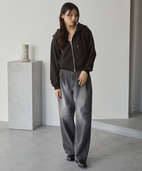 ダンス用 STUSSY ショート丈 スウェットパーカー 裾カットオフ ww.jpg