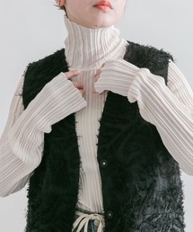 シアーランダムリブタートルニット