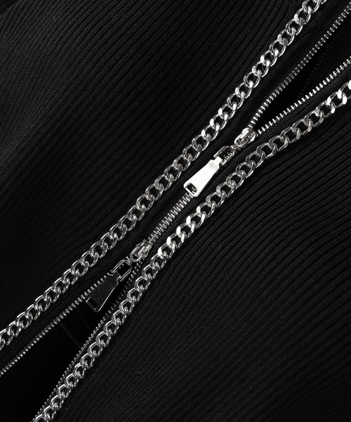 me+em select(ミームセレクト)の「【 2color 】ダブルジップフロントチェーンリブニットカーディガン / double zip front chain rib knit cardigan(カーディガン/ボレロ・レディース・ホワイト/ブラック・FREE)」の4枚目の写真