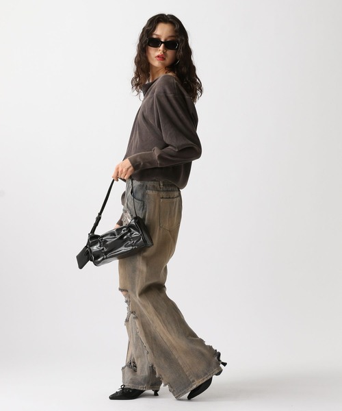 FOREVER 21（フォーエバー トゥエンティーワン）の「【2025SS】ピグメントハーフジップチュニックワンピース（チュニック・レディース・ブラック/ブラウン・FREE）」の9枚目の写真