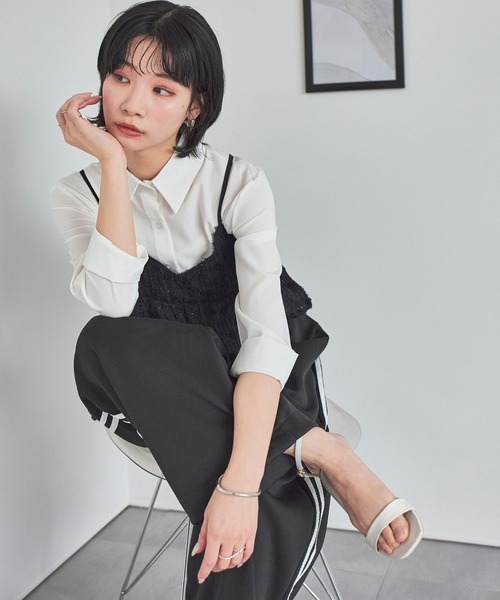 LinoU.(リノユー)の「ランダムラメストライプキャミソール(キャミソール・レディース・ブラック/アイボリー・FREE)」の6枚目の写真