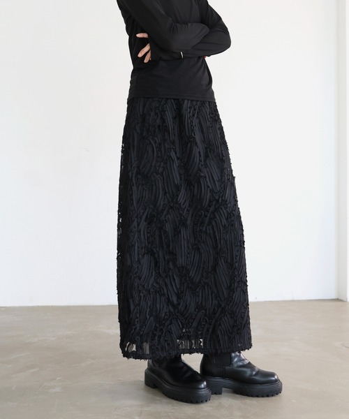 hellam(へラム)の「刺繍レースストレートスカート(スカート・レディース・アイボリー/ブラック/ベージュ・FREE)」の5枚目の写真