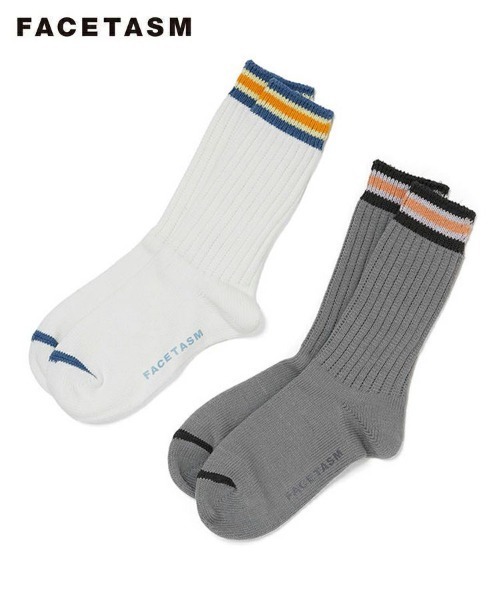 FACETASM（ファセッタズム）の「【FACETASM / ファセッタズム】RIB SOCKS / ホワイト＆グレー [NAT-SOX-U01]（ソックス/靴下・メンズ・その他・ONESIZE）」の2枚目の写真