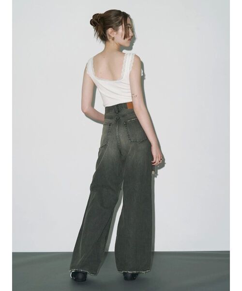 EVRIS（エヴリス）の「グランジダメージワイドデニムパンツ（デニムパンツ・レディース・ブラック/ライトブルー・MEDIUM/SMALL）」の12枚目の写真