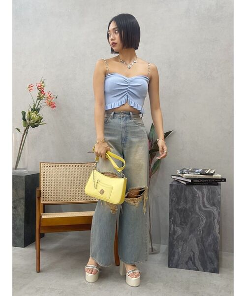 EVRIS（エヴリス）の「グランジダメージワイドデニムパンツ（デニムパンツ・レディース・ブラック/ライトブルー・MEDIUM/SMALL）」の19枚目の写真