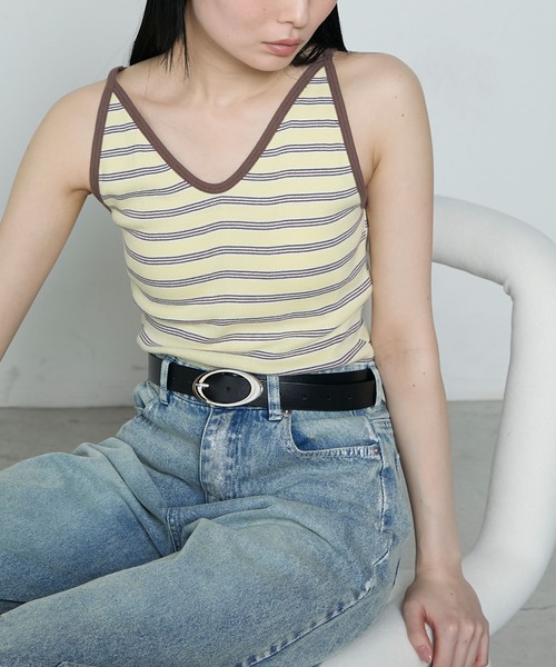 Robert P. Miller】Border v-neck camisole with cups
