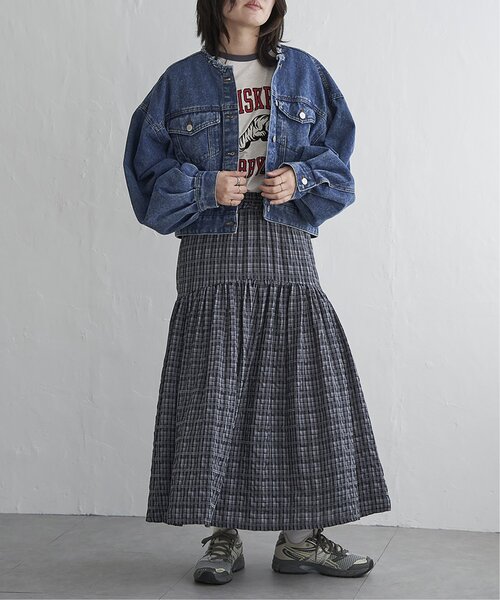 VENCEEXCHANGE(ヴァンスエクスチェンジ)の「デニムノーカラーGジャン(デニムジャケット・レディース・ブルー系その他/ブルー/ブラック・FREE)」の7枚目の写真