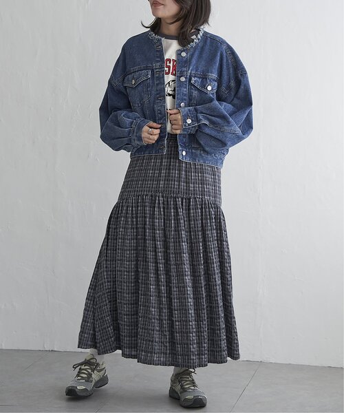 VENCEEXCHANGE(ヴァンスエクスチェンジ)の「デニムノーカラーGジャン(デニムジャケット・レディース・ブルー系その他/ブルー/ブラック・FREE)」の8枚目の写真