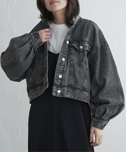 VENCEEXCHANGE(ヴァンスエクスチェンジ)の「デニムノーカラーGジャン(デニムジャケット・レディース・ブルー系その他/ブルー/ブラック・FREE)」の11枚目の写真