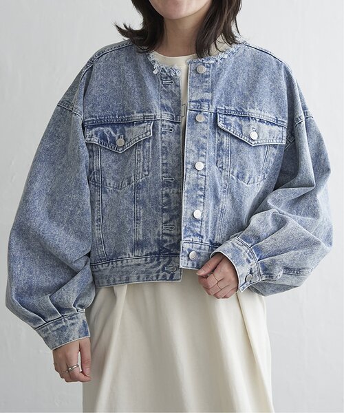 VENCEEXCHANGE(ヴァンスエクスチェンジ)の「デニムノーカラーGジャン(デニムジャケット・レディース・ブルー系その他/ブルー/ブラック・FREE)」の17枚目の写真