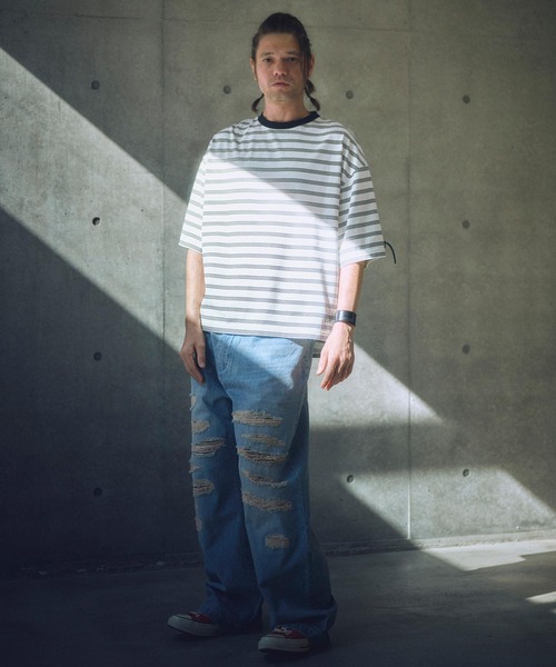 ADAM PATEK(アダムパテック)の「ADAMPATEK/rounded border short sleeve T/プリント入りラウンドボーダーTシャツ/AP2514011(Tシャツ/カットソー・レディース・ホワイト/ブラック・2/1)」の16枚目の写真