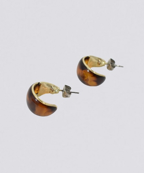 kiehtova（キエトヴァ）の「【kiehtova】GLOSS EPOXY PETIT HOOP PIERCE/グロスエポプチフープピアス KT10（ピアス（両耳用）・レディース・シルバー/ブラウン・FREE）」の2枚目の写真