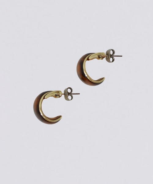 kiehtova（キエトヴァ）の「【kiehtova】GLOSS EPOXY PETIT HOOP PIERCE/グロスエポプチフープピアス KT10（ピアス（両耳用）・レディース・シルバー/ブラウン・FREE）」の3枚目の写真