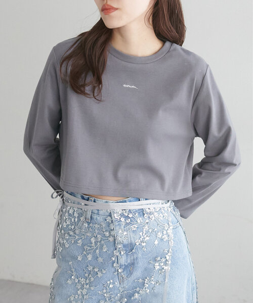DISCOAT(ディスコート)の「【umm.】刺繍ロゴショート丈ロンT(Tシャツ/カットソー・レディース・グレー/オフホワイト・FREE)」の19枚目の写真