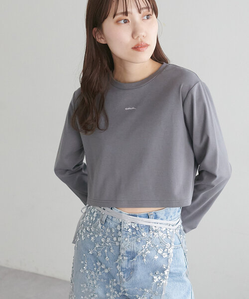 DISCOAT(ディスコート)の「【umm.】刺繍ロゴショート丈ロンT(Tシャツ/カットソー・レディース・グレー/オフホワイト・FREE)」の20枚目の写真