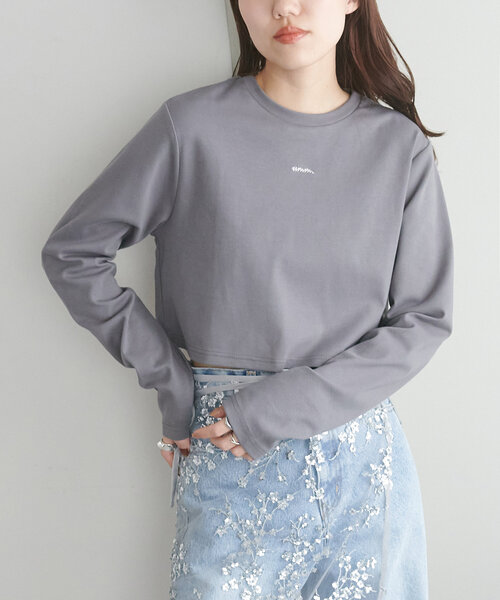 DISCOAT(ディスコート)の「【umm.】刺繍ロゴショート丈ロンT(Tシャツ/カットソー・レディース・グレー/オフホワイト・FREE)」の21枚目の写真