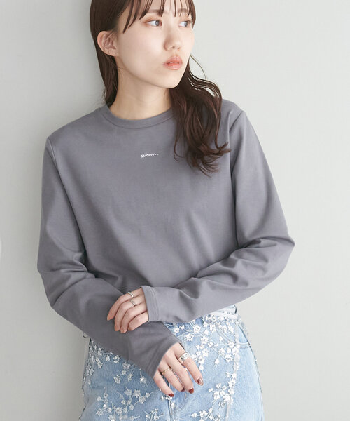 DISCOAT(ディスコート)の「【umm.】刺繍ロゴショート丈ロンT(Tシャツ/カットソー・レディース・グレー/オフホワイト・FREE)」の22枚目の写真