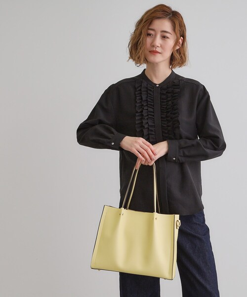 grove(グローブ)の「【雑誌掲載】タックハンドルスクエア2WAYトート(トートバッグ・レディース・ライトイエロー系/ライトグレー/ブラック/ベージュ・00)」の11枚目の写真