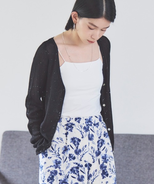 Doux archives（ドゥアルシーヴ）の「ドライタッチカップ付きキャミ（キャミソール・レディース・ブラック/オフホワイト・FREE）」の8枚目の写真