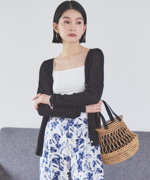 Doux archives（ドゥアルシーヴ）の「ドライタッチカップ付きキャミ（キャミソール・レディース・ブラック/オフホワイト・FREE）」の6枚目の写真